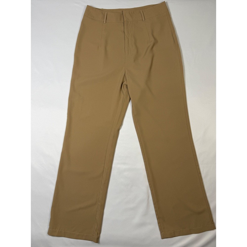 SHEIN‎ Women Camel Wide Leg Trousers High Waist Tailored Pants Size L